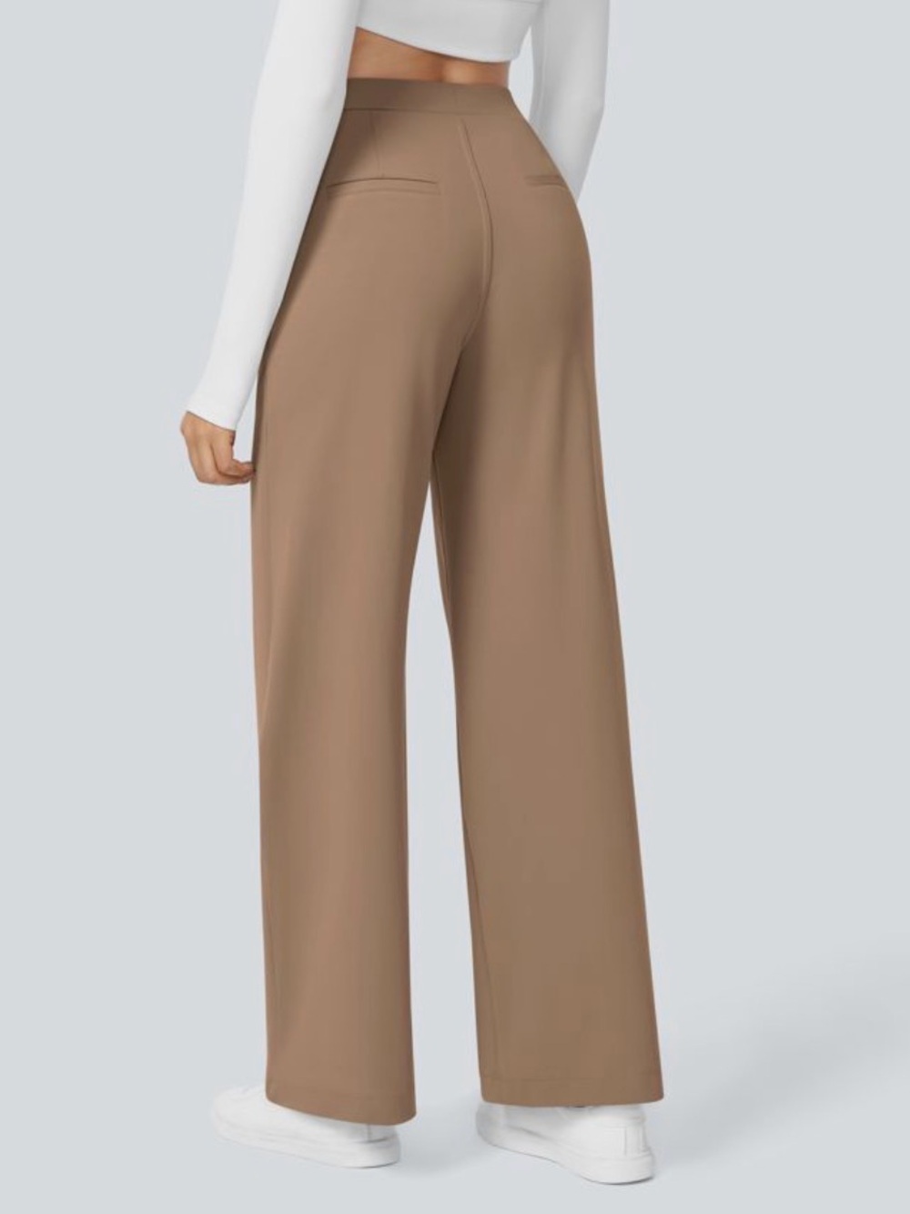 Straight Leg High-Waist Pants in Taupe - Picture 3 of 6